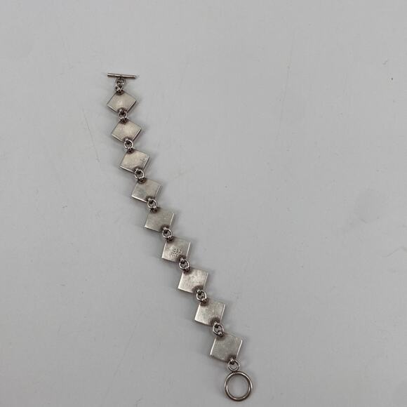 Vintage 925 square cabochon stone bracelet - Picture 3 of 6